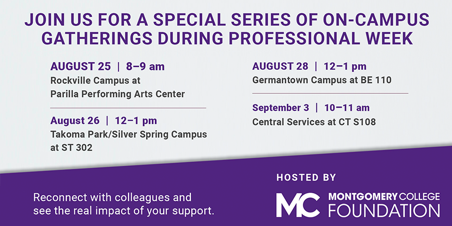 Join us for a special series of on-campus gatherings during professional week. Learn more